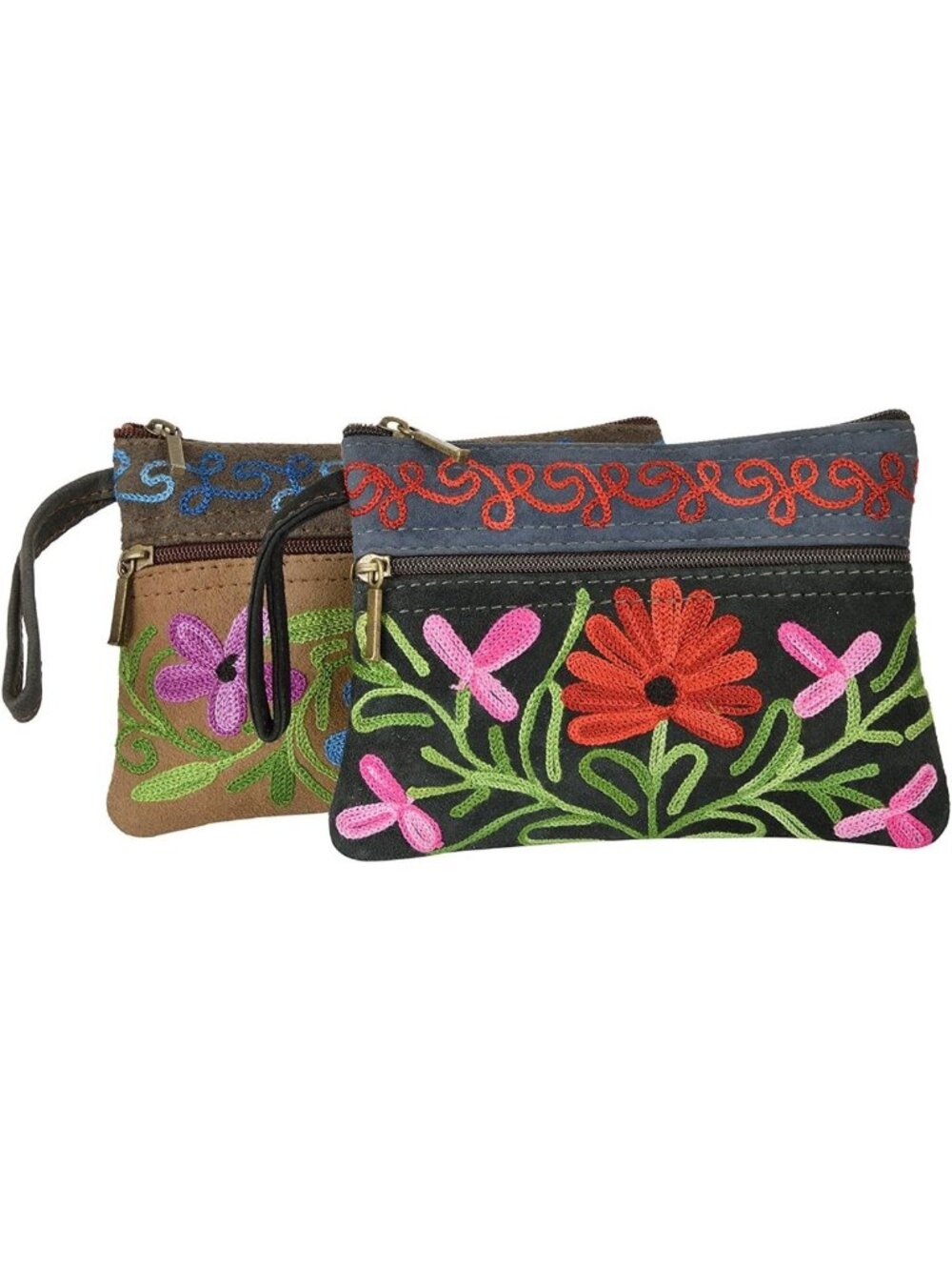 Handmade Embroidered Antique Clutch Wristlet - Indian Organza Bag Set for